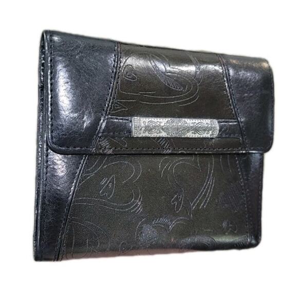 Brighton Black Embossed Leather Wallet - Hearts & Paisley Design - Elegant Style - Picture 3 of 12